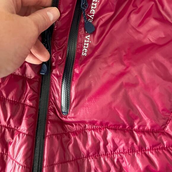 Vineyard Vines Marron & Blue Shiny Mountain Weekend Quilted Puffer Vest Small - Picture 4 of 9